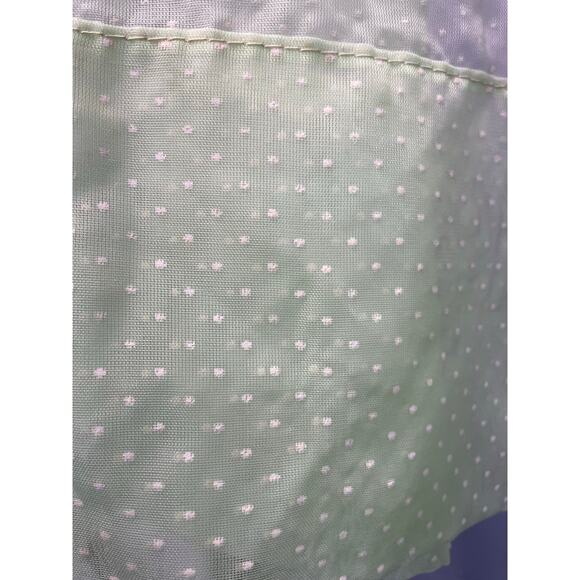 Vintage Mint Green Sheer Organza Flocked Swiss Dot Curtains 2 Panels Yardage - Picture 10 of 10
